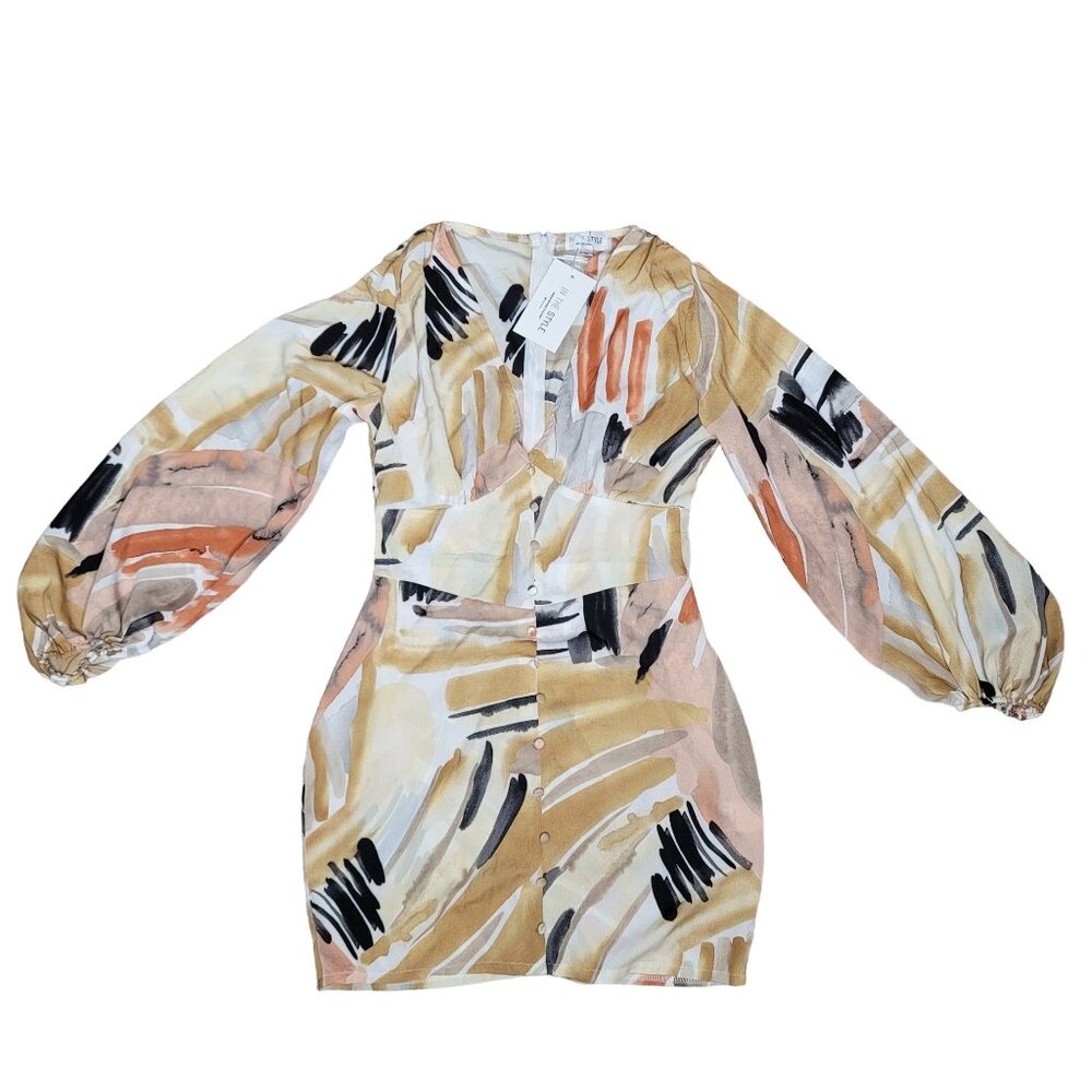 In The Style Nwt Abstract Print Button-Down Dress… - image 3